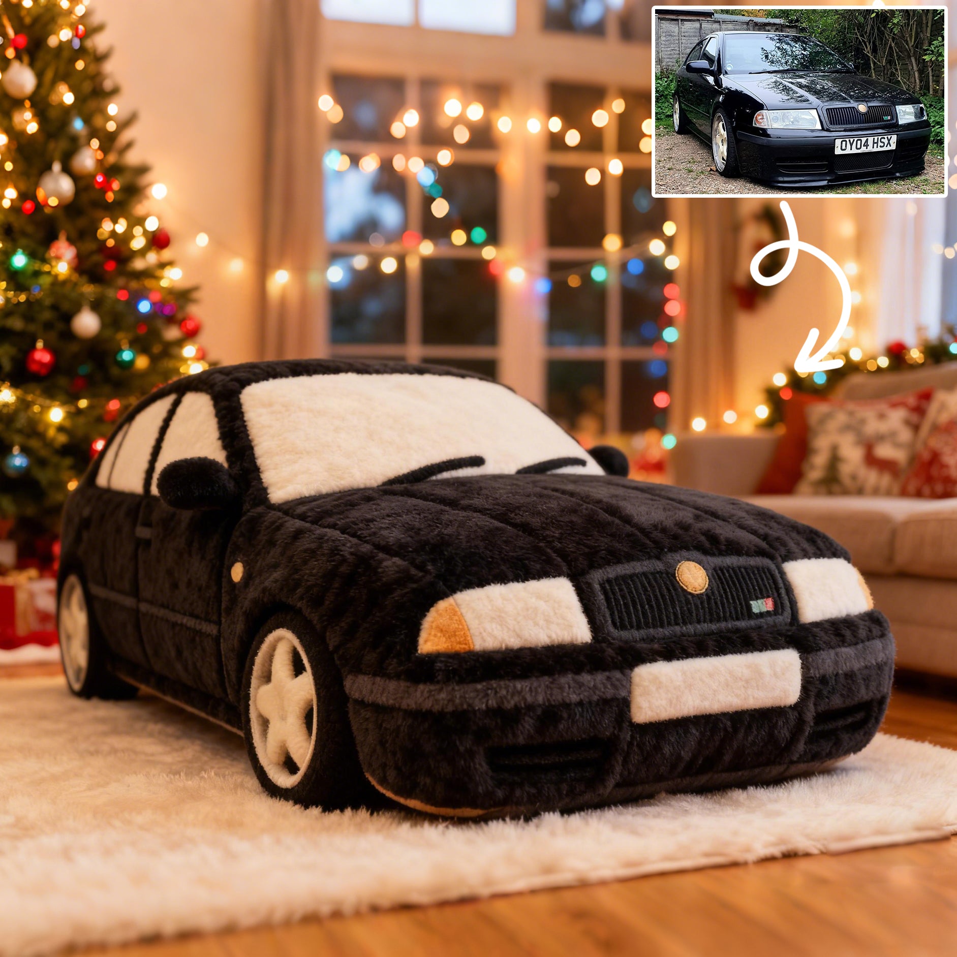 Custom Christmas Car Pillow – Personalized Plush Vehicle Cushion for Auto Lovers