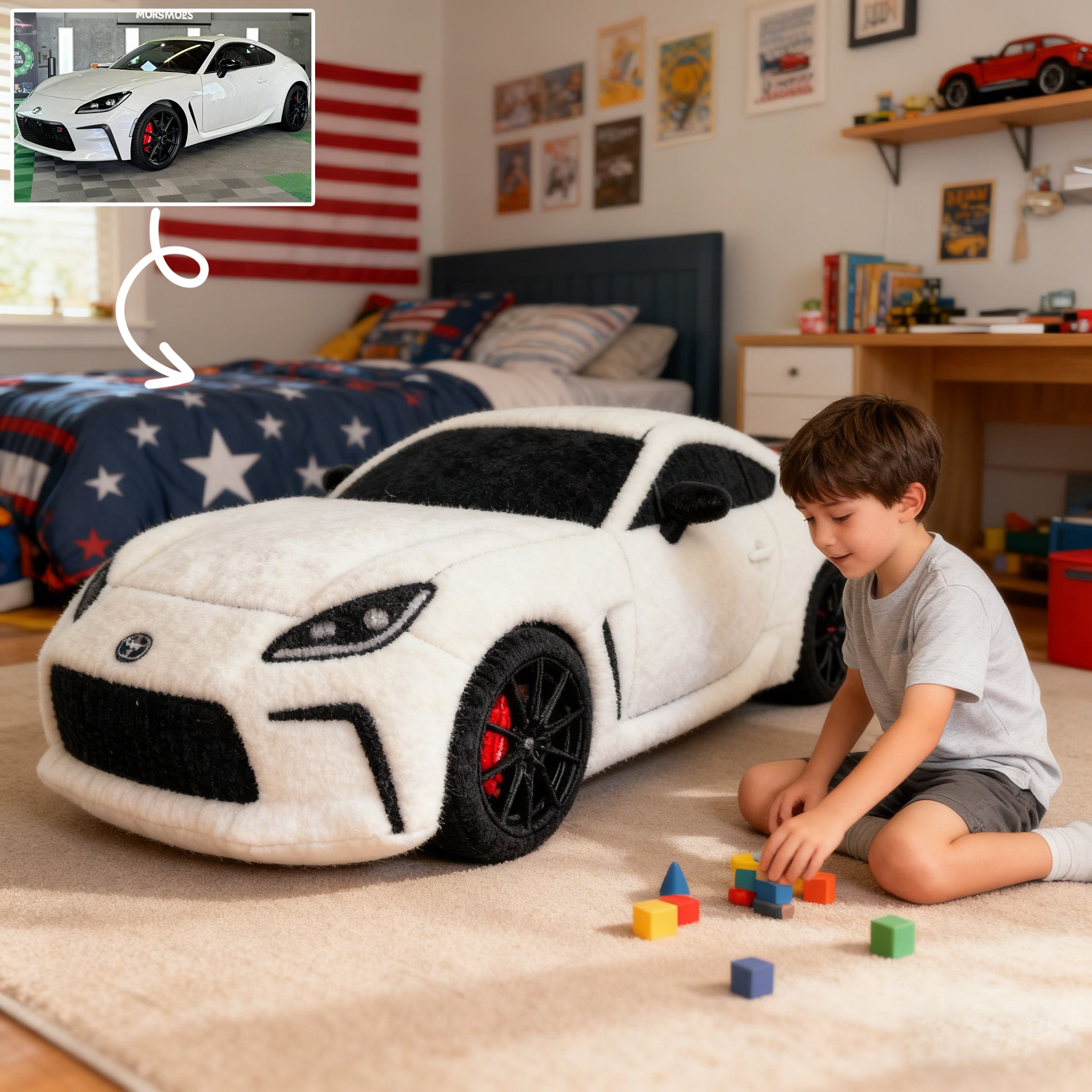 Custom Car Photo Pillow – The Perfect Gift for Little Car Enthusiasts