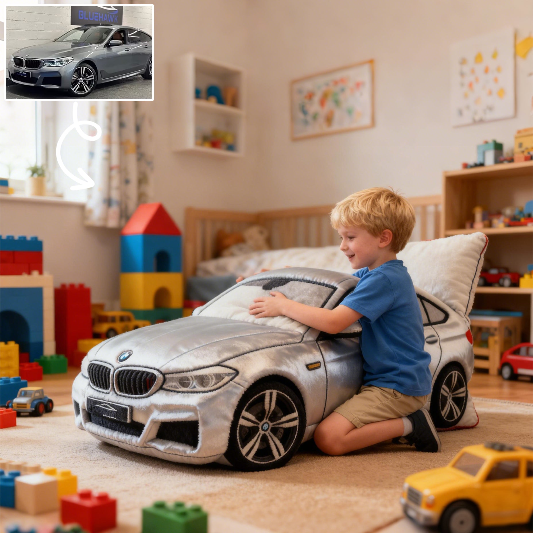 Personalised Car Photo Cushion – Perfect Gift for Little Car Lovers