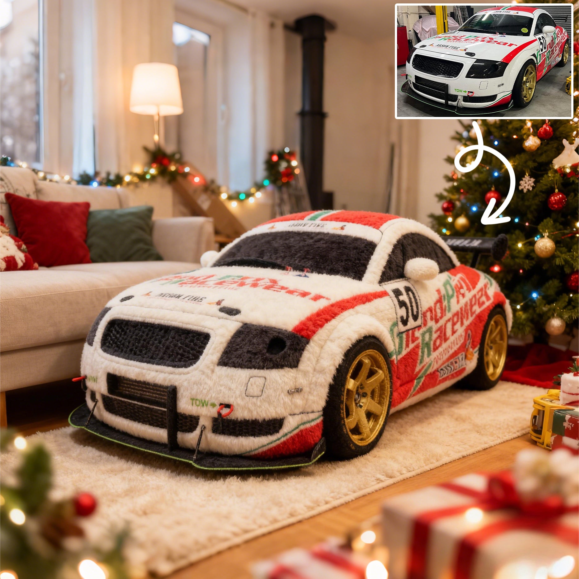 Custom Christmas Car Pillow – Personalized Plush Vehicle Cushion for Auto Lovers