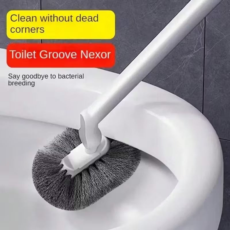 1 ergonomic c shaped long handle toilet brush manual deep