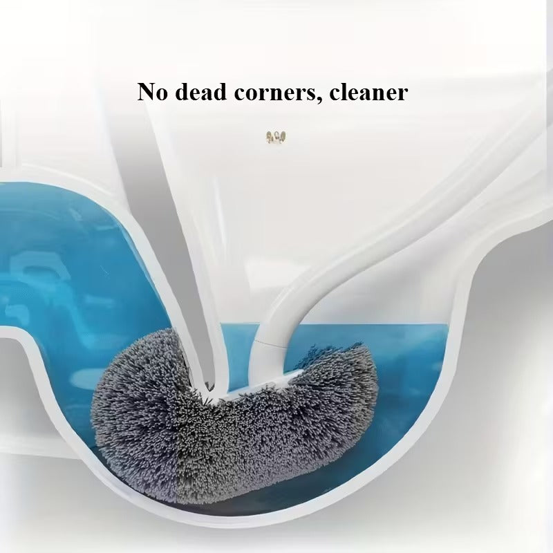 1 ergonomic c shaped long handle toilet brush manual deep